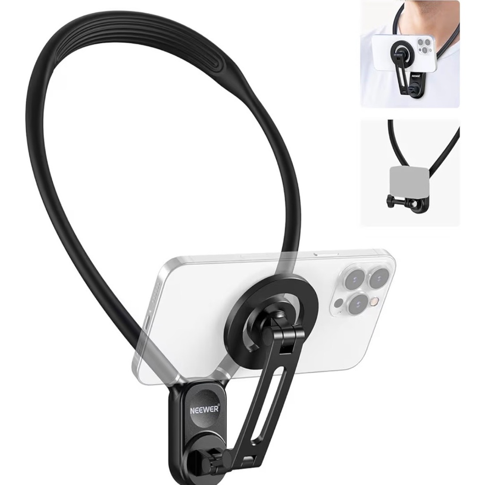 Black Flexible Neck Phone Holder for Vlogging